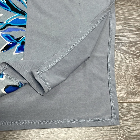 NWOT Bob Mackie Wearable Art Gray Floral Blouse Short Sleeve Kaftan M - Picture 8 of 12